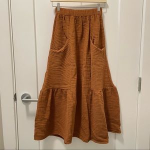 Pokoloko crinkle cotton maxi skirt with pockets